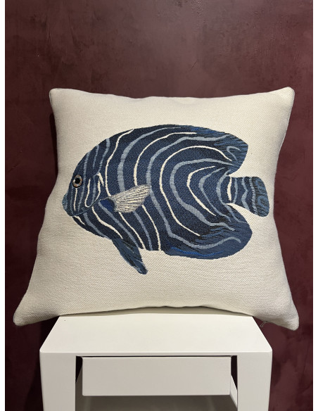 Housse De Coussin Ikaria Poisson Blanc/Bleu 45/45