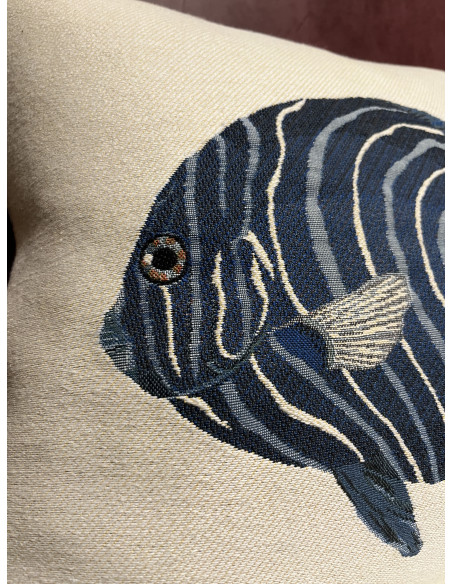 Housse De Coussin Ikaria Poisson Blanc/Bleu 45/45