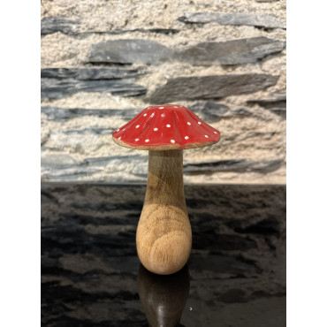 Accessoire Salon Champignon Pois Rouge Naturel Bois 8/8/12