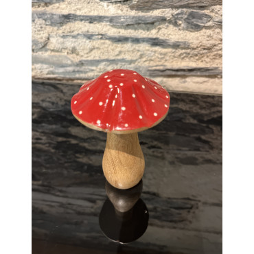 Accessoire Salon Champignon Pois Rouge Naturel Bois 8/8/12 2