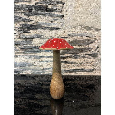 Accessoire Salon Champignon Pois Rouge Naturel Bois 12/12/22