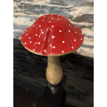 Accessoire Salon Champignon Pois Rouge Naturel Bois 12/12/22 2