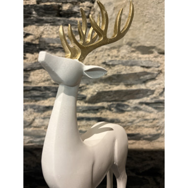 Accessoire Salon Cerf Debout Blanc Or 14/7/30 2