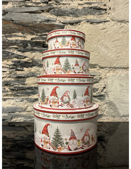 Accessoire Salon Set De 4 Boite Rondes Friendly Gnomes 23/23/12