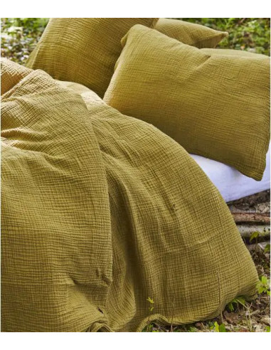 Taie Gaze De Coton Vert Lichen 50/70