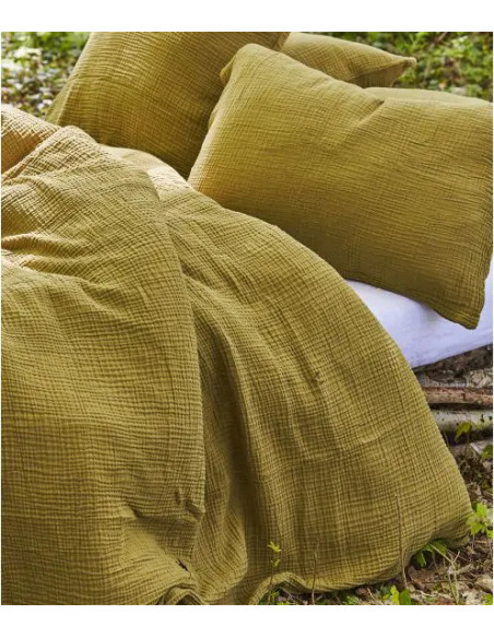 Taie Gaze De Coton Vert Lichen 50/70