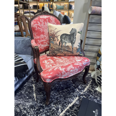 Fauteuil louis xv pf rouge jouy  h96/l65 