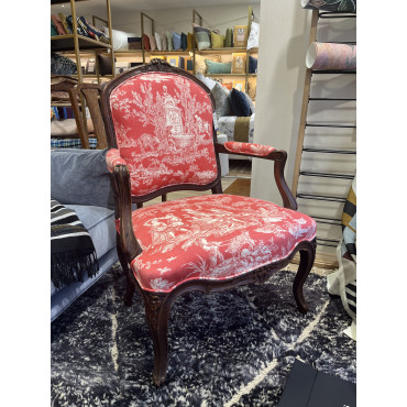 Fauteuil louis xv pf rouge jouy  h96/l65  2