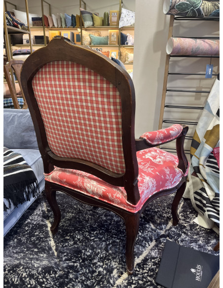 Fauteuil louis xv pf rouge jouy  h96/l65 