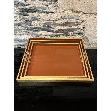 Plateau Set De 3 Rectangle Orange