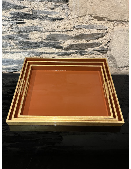 Plateau Set De 3 Rectangle Orange