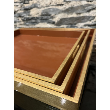 Plateau Set De 3 Rectangle Orange 2