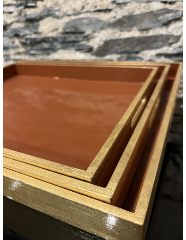 Plateau Set De 3 Rectangle Orange