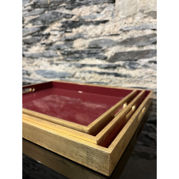 Plateau Set De 3 Rectangle Bordeaux 2