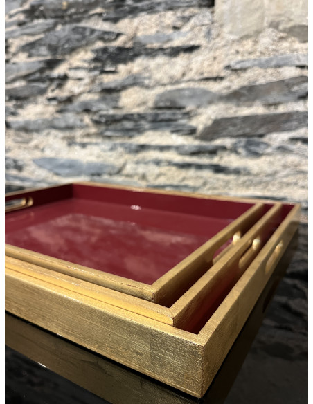 Plateau Set De 3 Rectangle Bordeaux