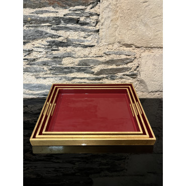 Plateau Set De 3 Rectangle Bordeaux