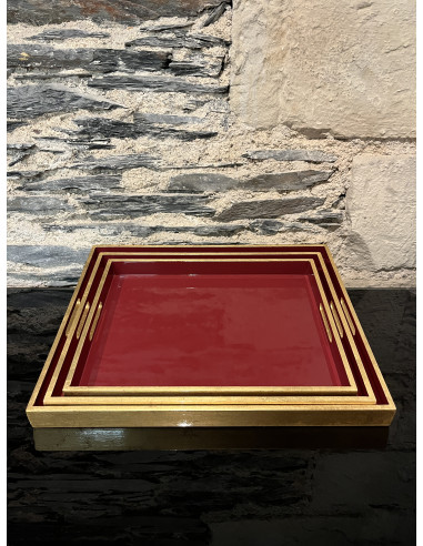 Plateau Set De 3 Rectangle Bordeaux