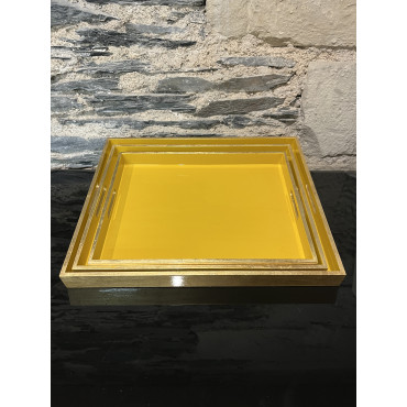 Plateau Set De 3 Rectangle Jaune