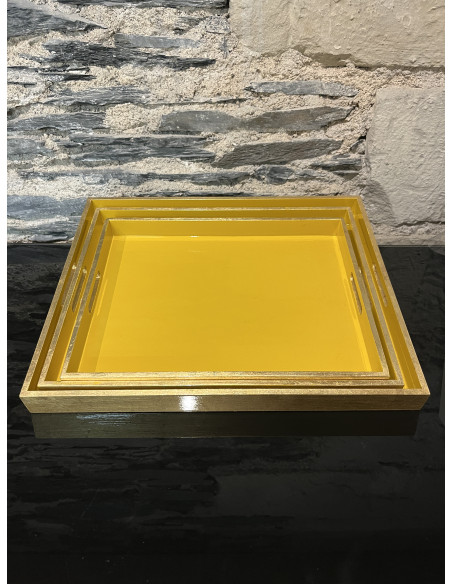 Plateau Set De 3 Rectangle Jaune