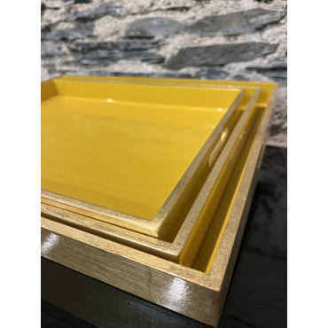 Plateau Set De 3 Rectangle Jaune 2