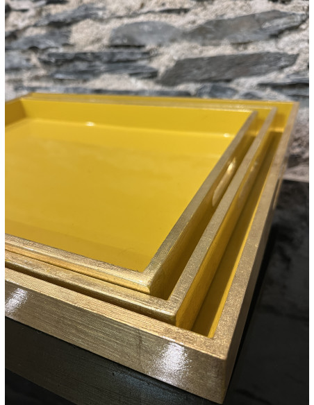 Plateau Set De 3 Rectangle Jaune