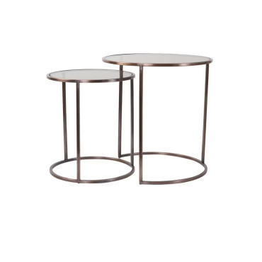 Table D'Appoint Duarte Duo Table Verre Fumee / Cuivre