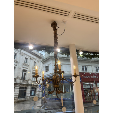 Suspension Lustre 5 Ampoules Classique Doree