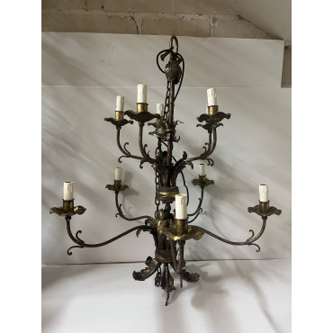 Suspension Lustre 10 Ampoules Classique Doree
